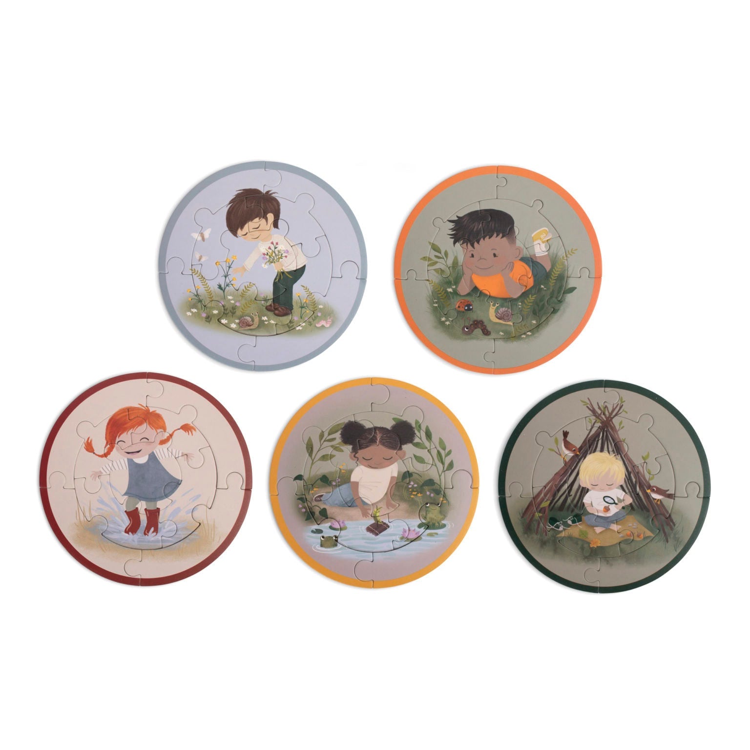 Set of 5 round puzzles (small adventurers)