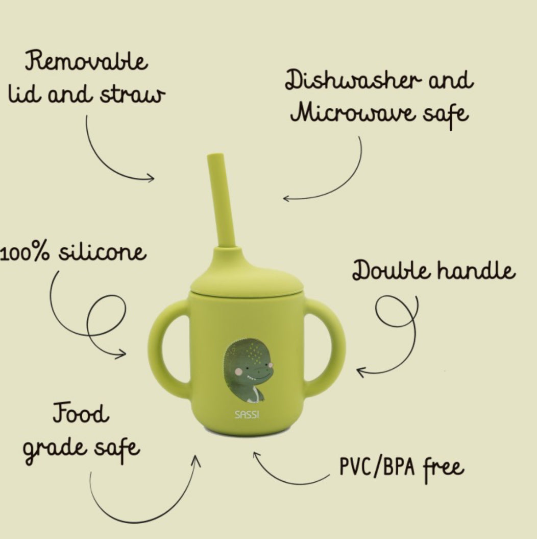 Silicone straw cup- Dinosaur