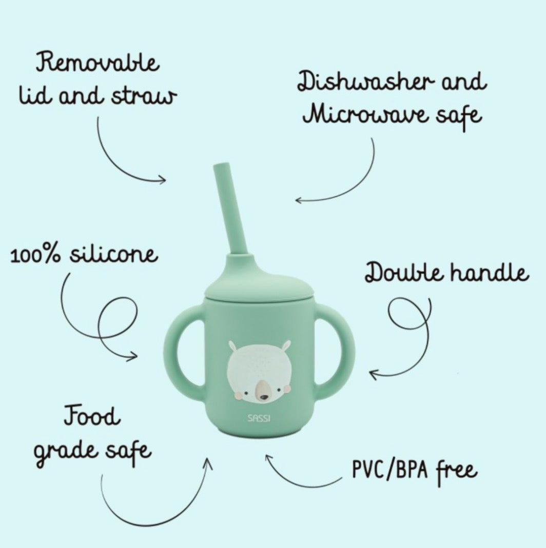 Silicone straw cup- Bear