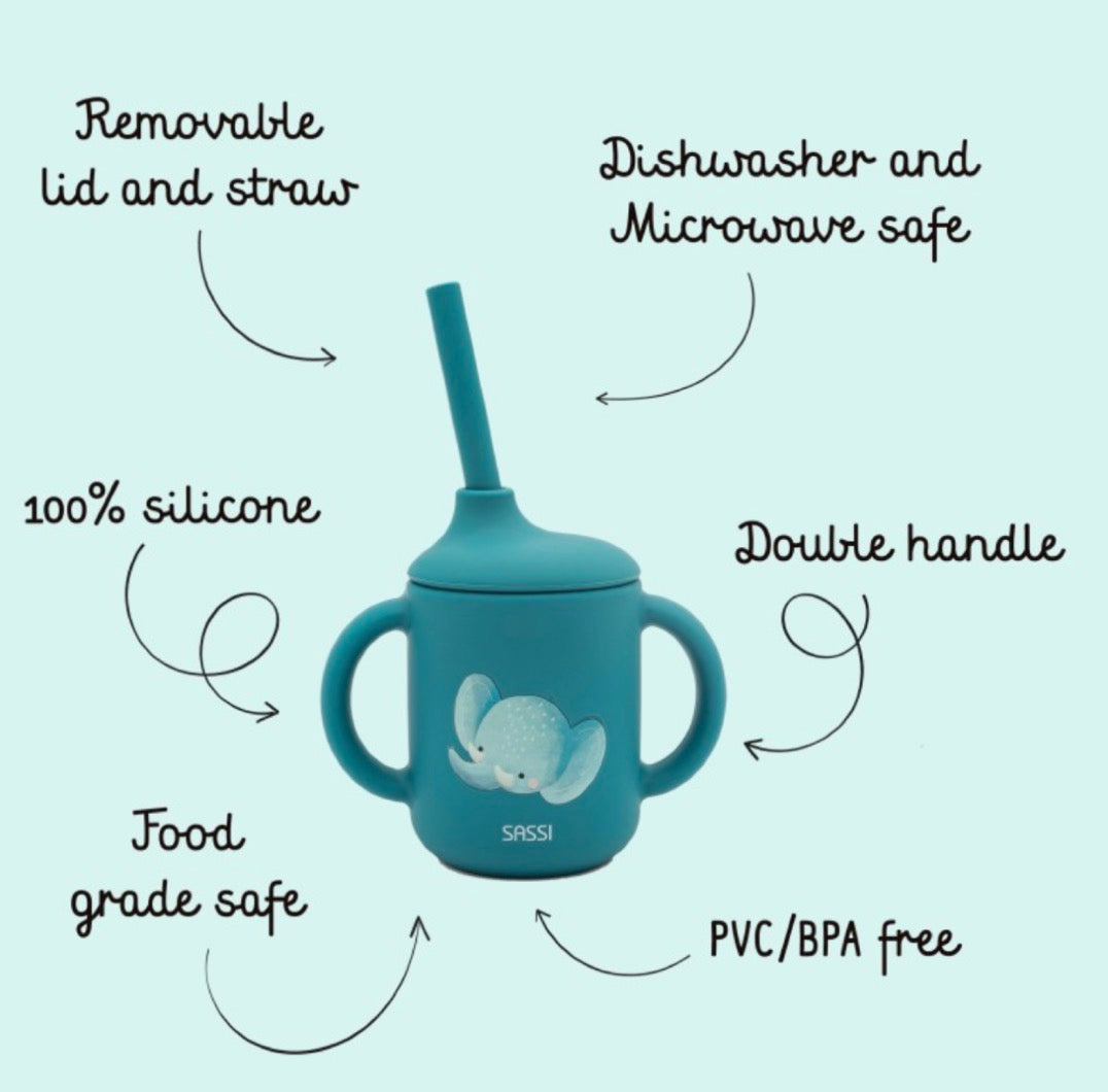 Silicone straw cup- Elephant
