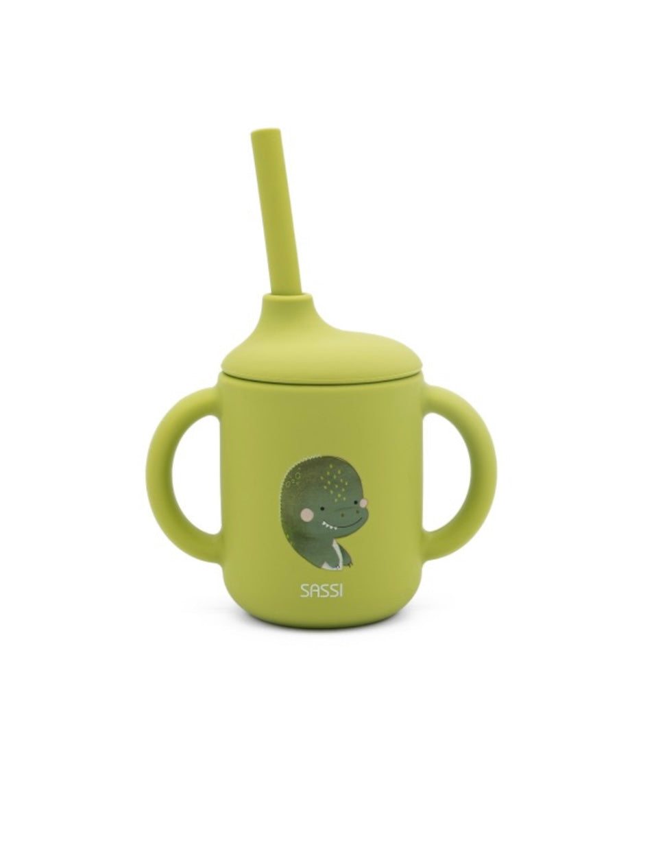 Silicone straw cup- Dinosaur