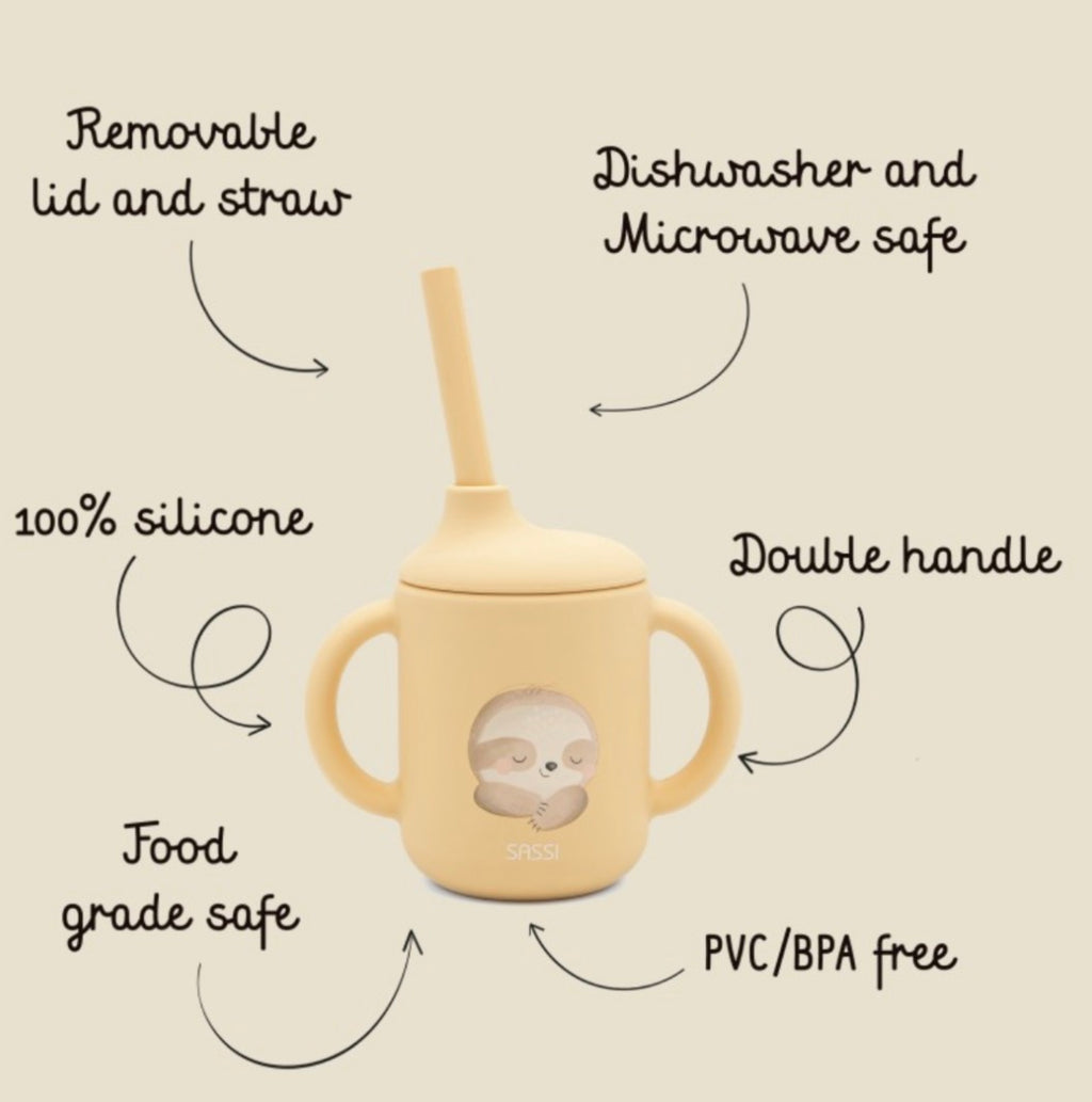 Silicone straw cup- Sloth