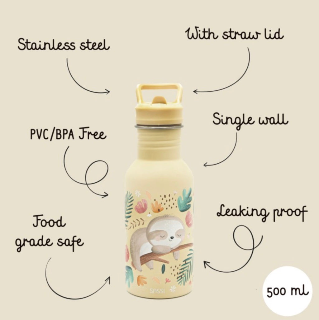 Stainless steel water bottle 500ml (Sloth)