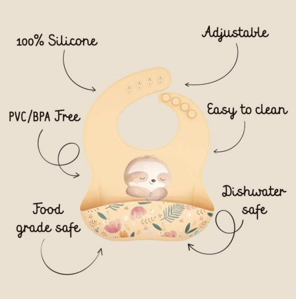 Silicone bib-Sloth